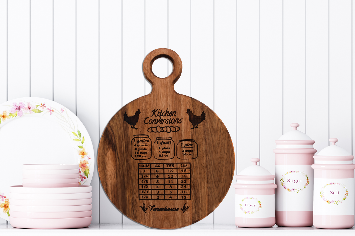 Farmhouse Kitchen Conversion Cutting Board - Round Acacia