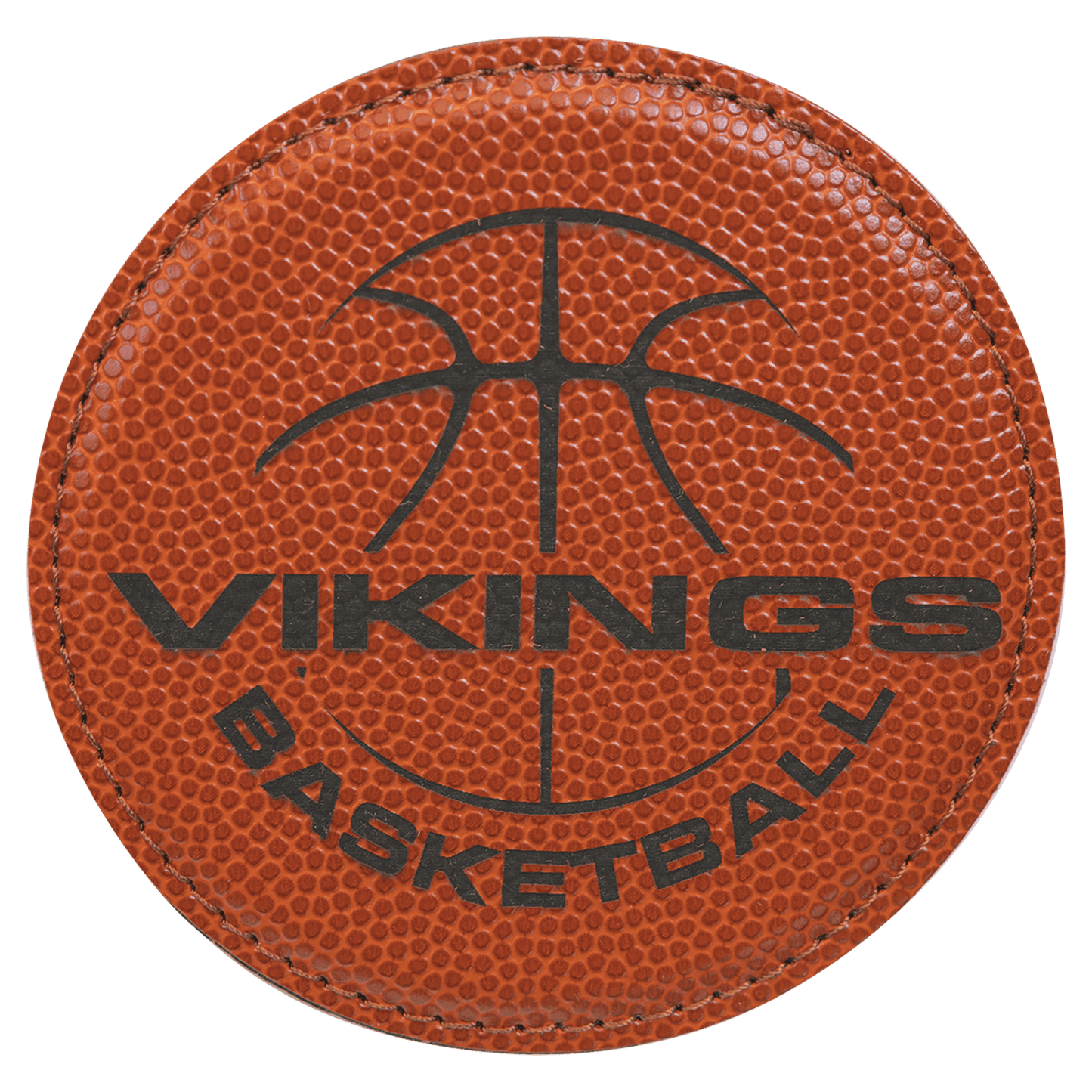 Basketball 4" Round Laserable Leatherette 6-Coaster Set