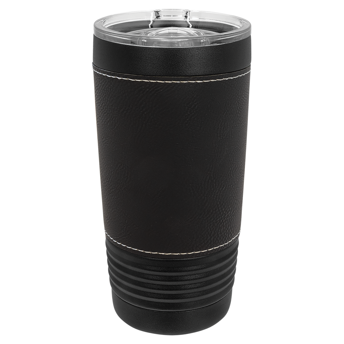 Custom Laser Engraved 20oz Black Powder-Coated Leatherette Tumbler - Upload Your Logo, Brand, or Image