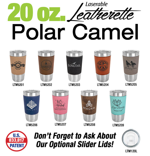 Custom Laser Engraved 20oz Stainless Steel Leatherette Tumbler - Upload Your Logo, Brand, or Image