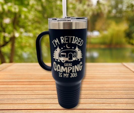 Retired Camper 40oz Polar Camel Travel Mug Custom Engraved