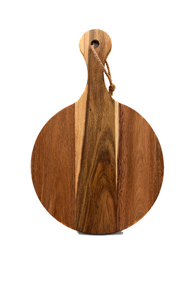 Farmhouse Kitchen Conversion Cutting Board - Round Acacia with Long Handle