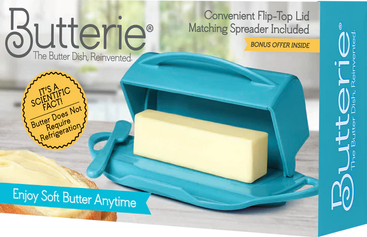 Butterie Butter Dish with attached Flip-Top Lid