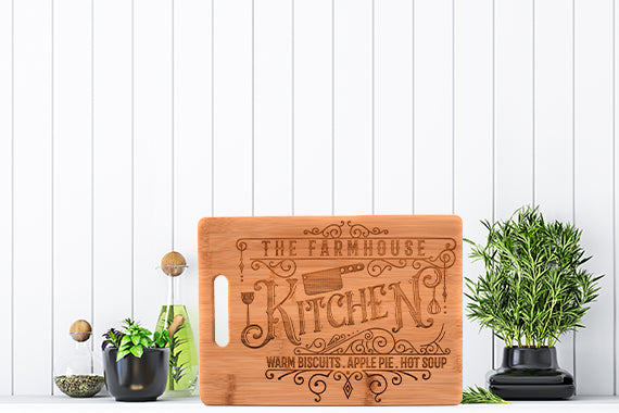 Bamboo Farmhouse Kitchen Large Cutting Board with Handle