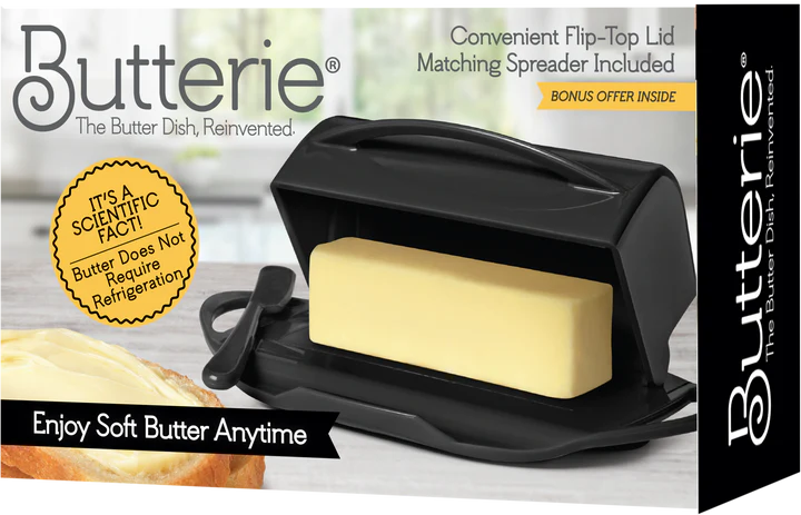 Butterie Butter Dish with attached Flip-Top Lid