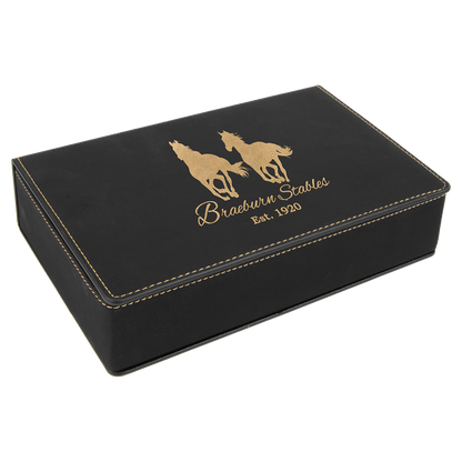 6 oz. Custom Engraved Leatherette Flask Gift Set