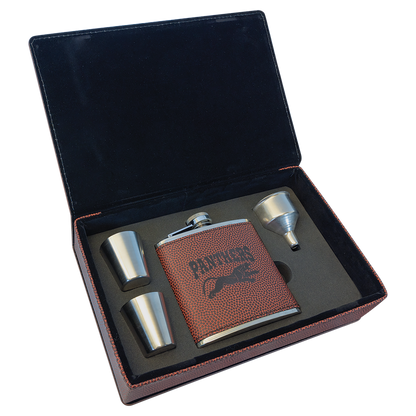 6 oz. Custom Engraved Leatherette Flask Gift Set