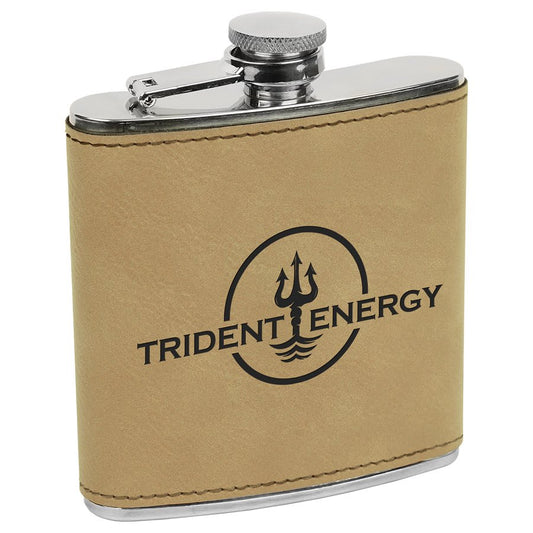 Light Brown 6 oz. Laserable Leatherette Stainless Steel Flask