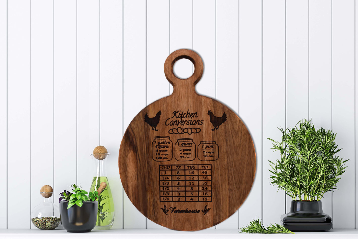 Farmhouse Kitchen Conversion Cutting Board - Round Acacia