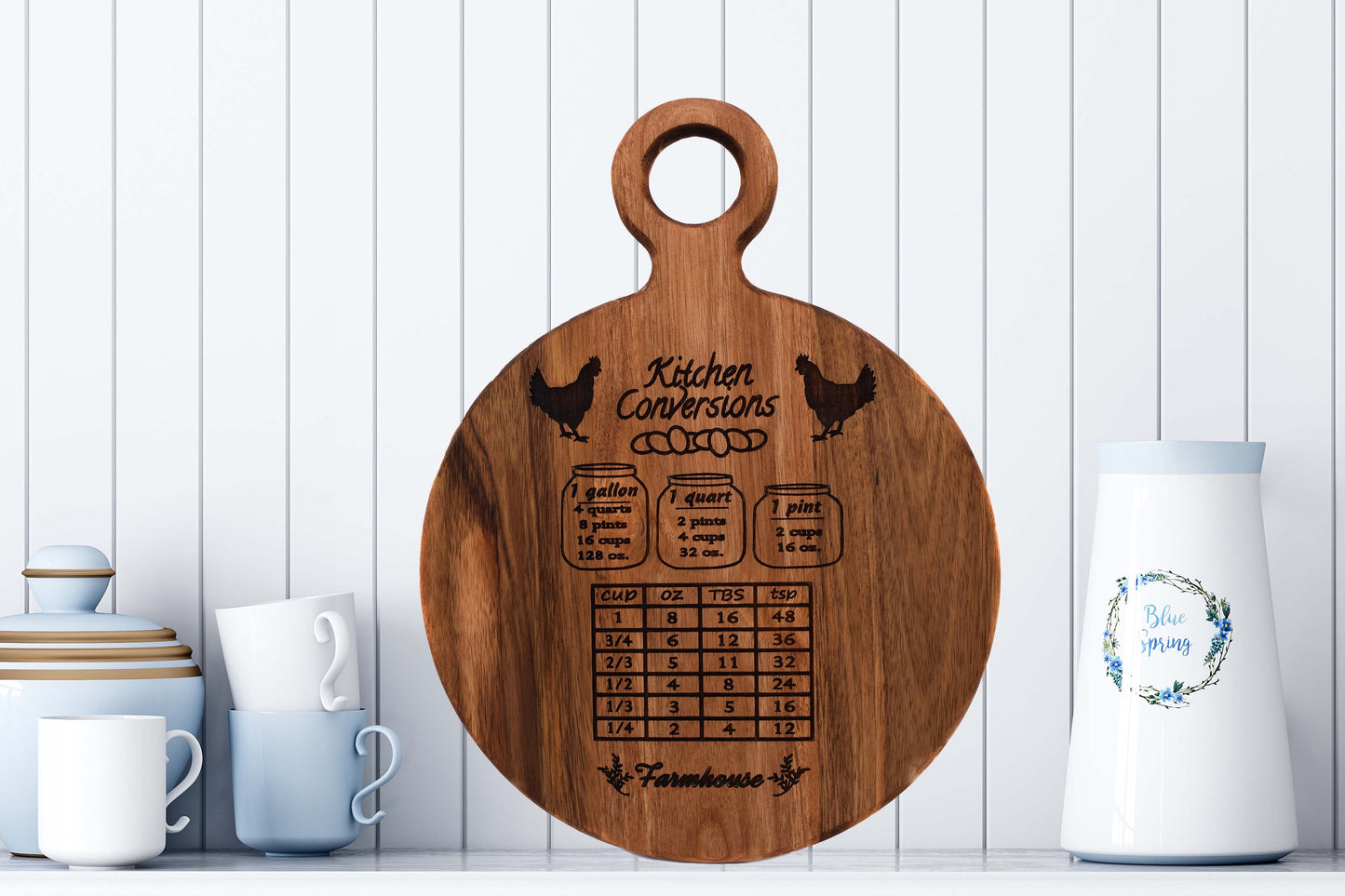 Farmhouse Kitchen Conversion Cutting Board - Round Acacia