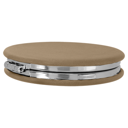 2 1/2" Custom Engraved Leatherette Compact Mirror