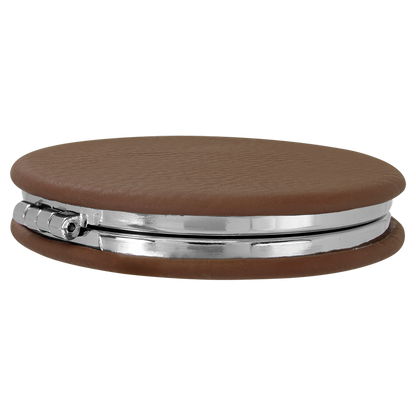 2 1/2" Custom Engraved Leatherette Compact Mirror