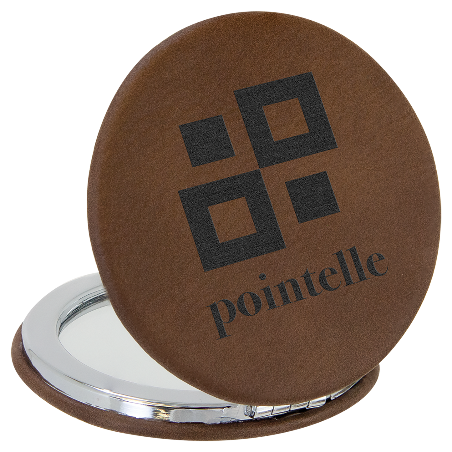 2 1/2" Custom Engraved Leatherette Compact Mirror