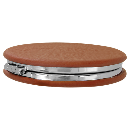 2 1/2" Custom Engraved Leatherette Compact Mirror