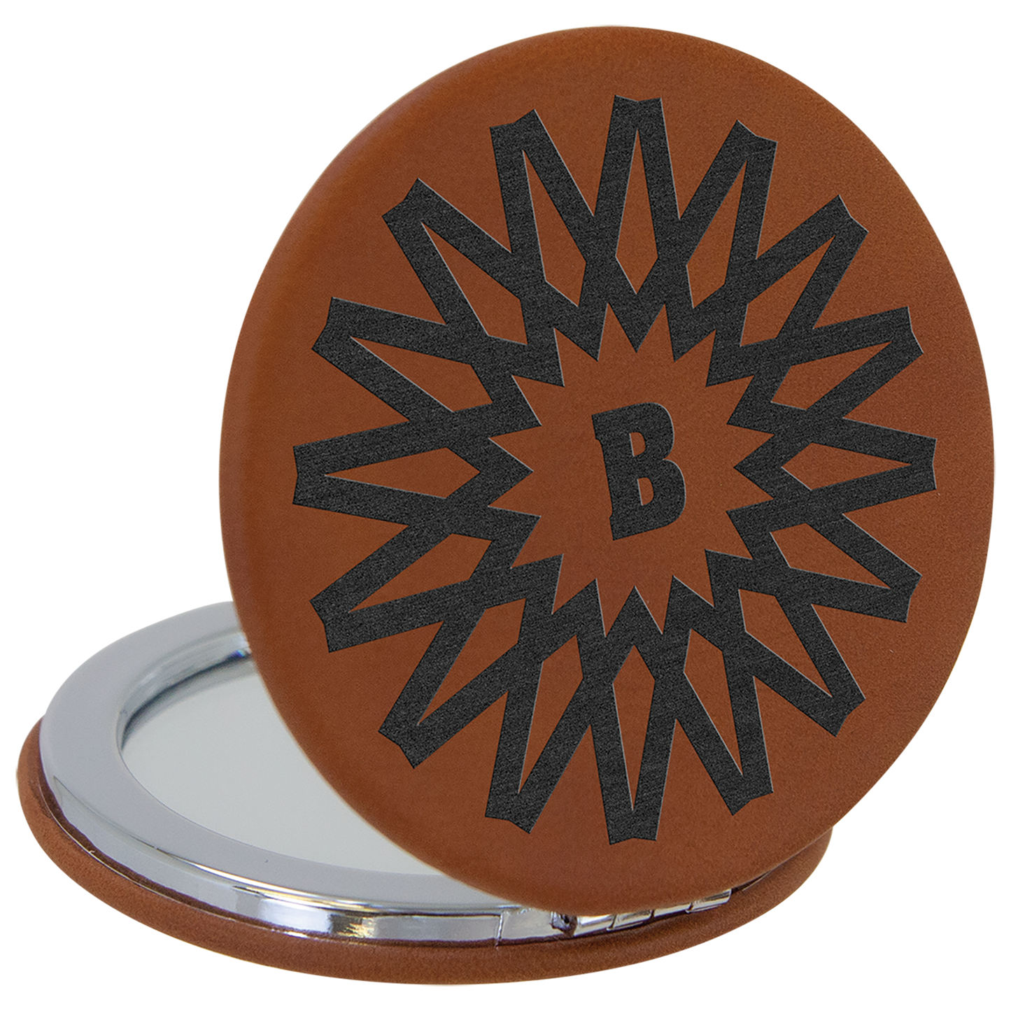 2 1/2" Custom Engraved Leatherette Compact Mirror