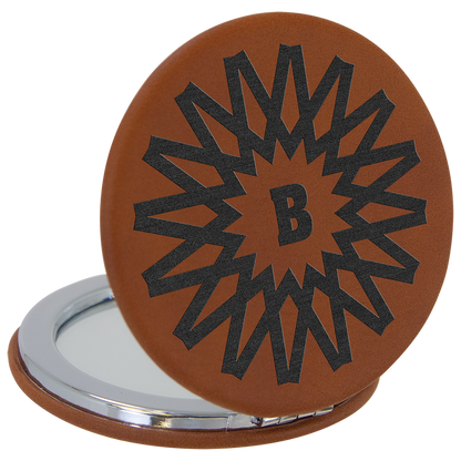 2 1/2" Custom Engraved Leatherette Compact Mirror