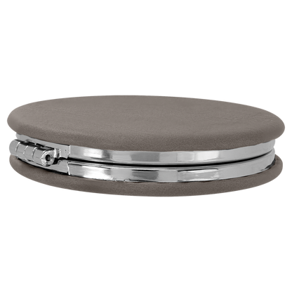 2 1/2" Custom Engraved Leatherette Compact Mirror