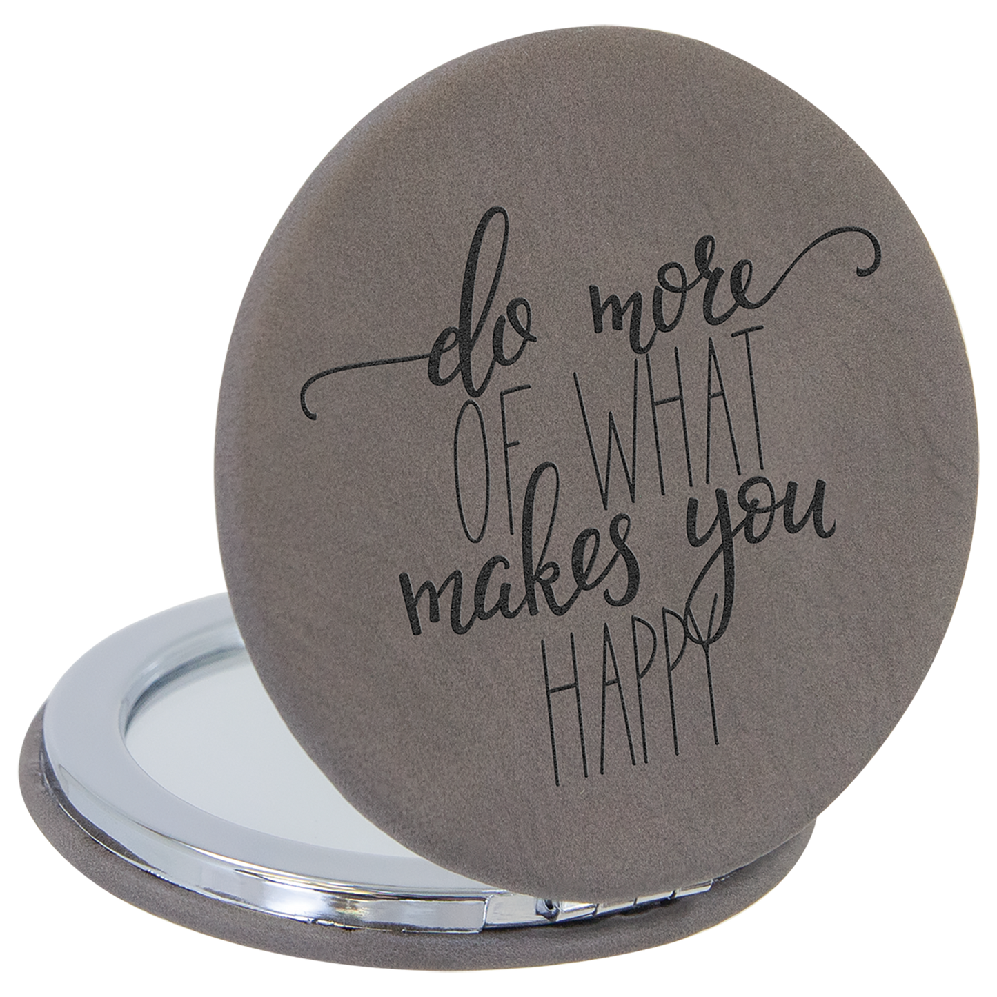2 1/2" Custom Engraved Leatherette Compact Mirror