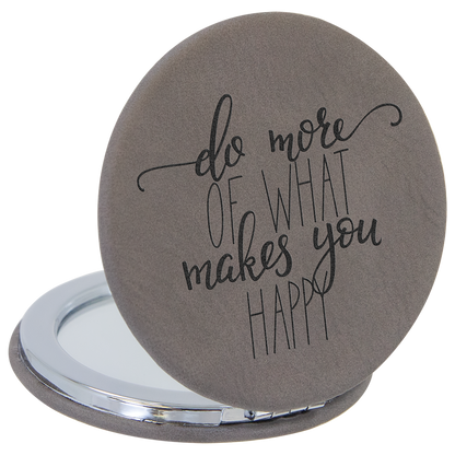 2 1/2" Custom Engraved Leatherette Compact Mirror