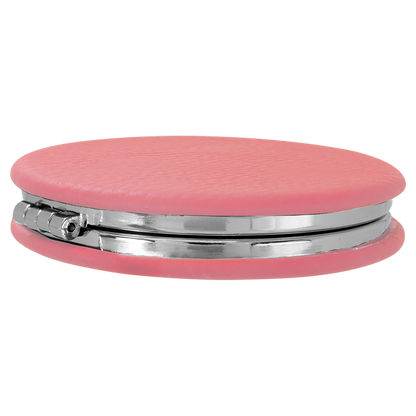 2 1/2" Custom Engraved Leatherette Compact Mirror