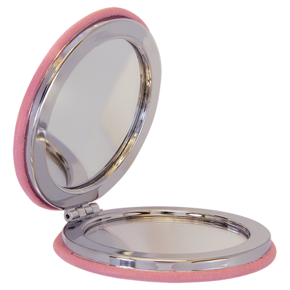 2 1/2" Custom Engraved Leatherette Compact Mirror