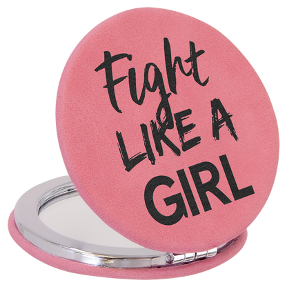 2 1/2" Custom Engraved Leatherette Compact Mirror