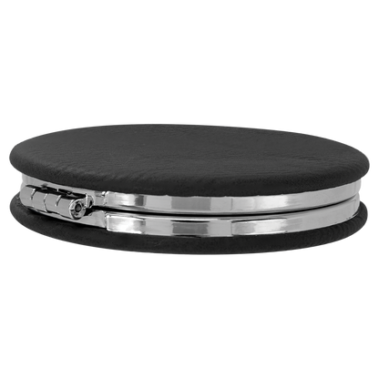 2 1/2" Custom Engraved Leatherette Compact Mirror