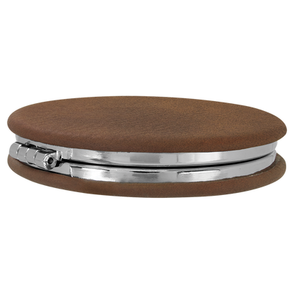 2 1/2" Custom Engraved Leatherette Compact Mirror