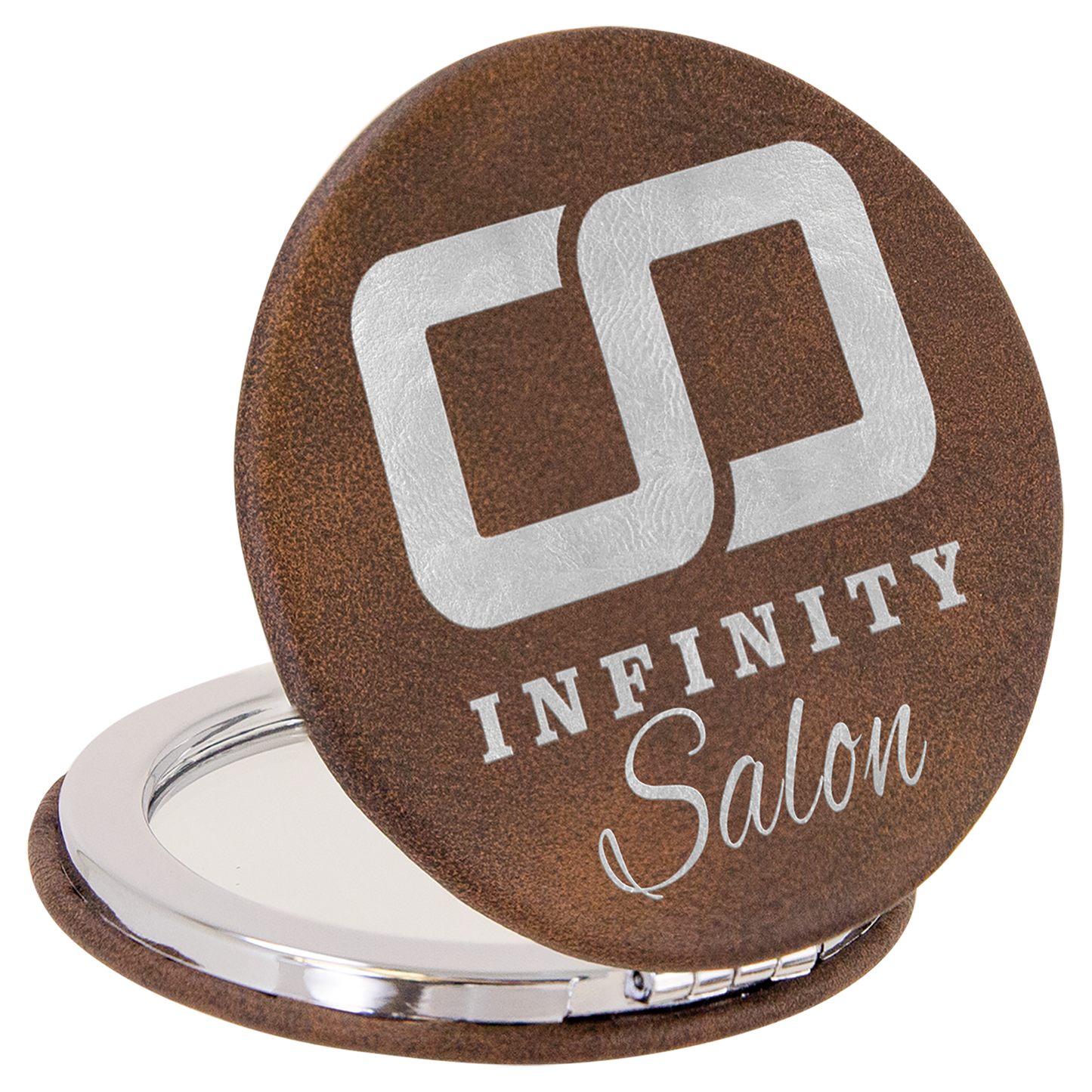 2 1/2" Custom Engraved Leatherette Compact Mirror
