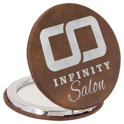 2 1/2" Custom Engraved Leatherette Compact Mirror