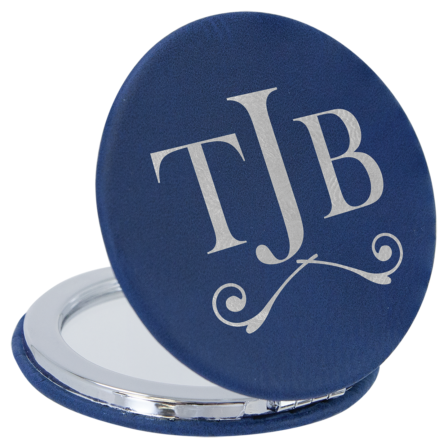 2 1/2" Custom Engraved Leatherette Compact Mirror
