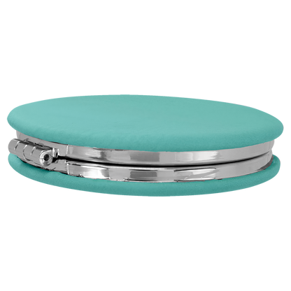 2 1/2" Custom Engraved Leatherette Compact Mirror