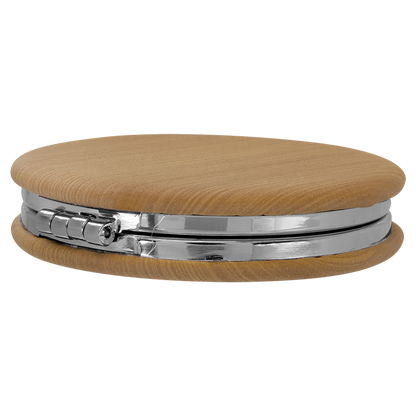 2 1/2" Custom Engraved Leatherette Compact Mirror