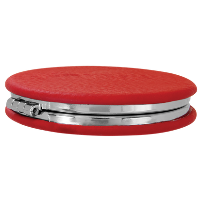 2 1/2" Custom Engraved Leatherette Compact Mirror