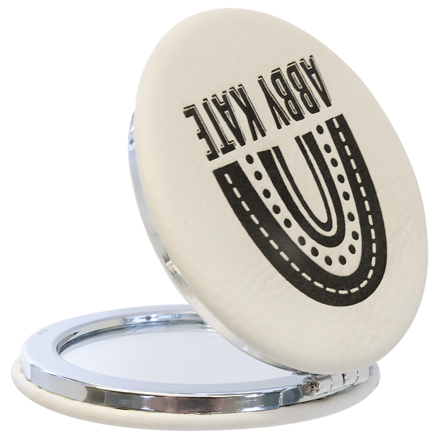 2 1/2" Custom Engraved Leatherette Compact Mirror
