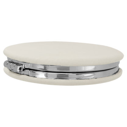 2 1/2" Custom Engraved Leatherette Compact Mirror