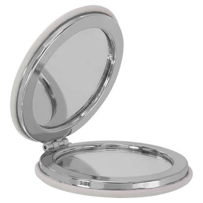 2 1/2" Custom Engraved Leatherette Compact Mirror