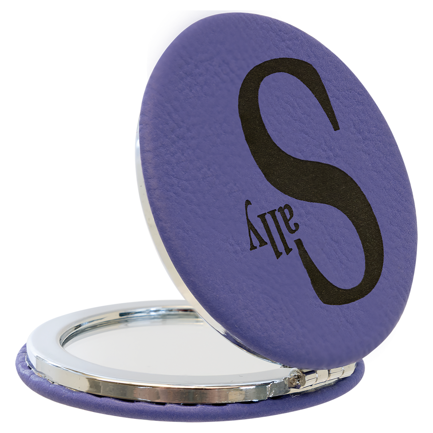 2 1/2" Custom Engraved Leatherette Compact Mirror