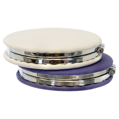 2 1/2" Custom Engraved Leatherette Compact Mirror