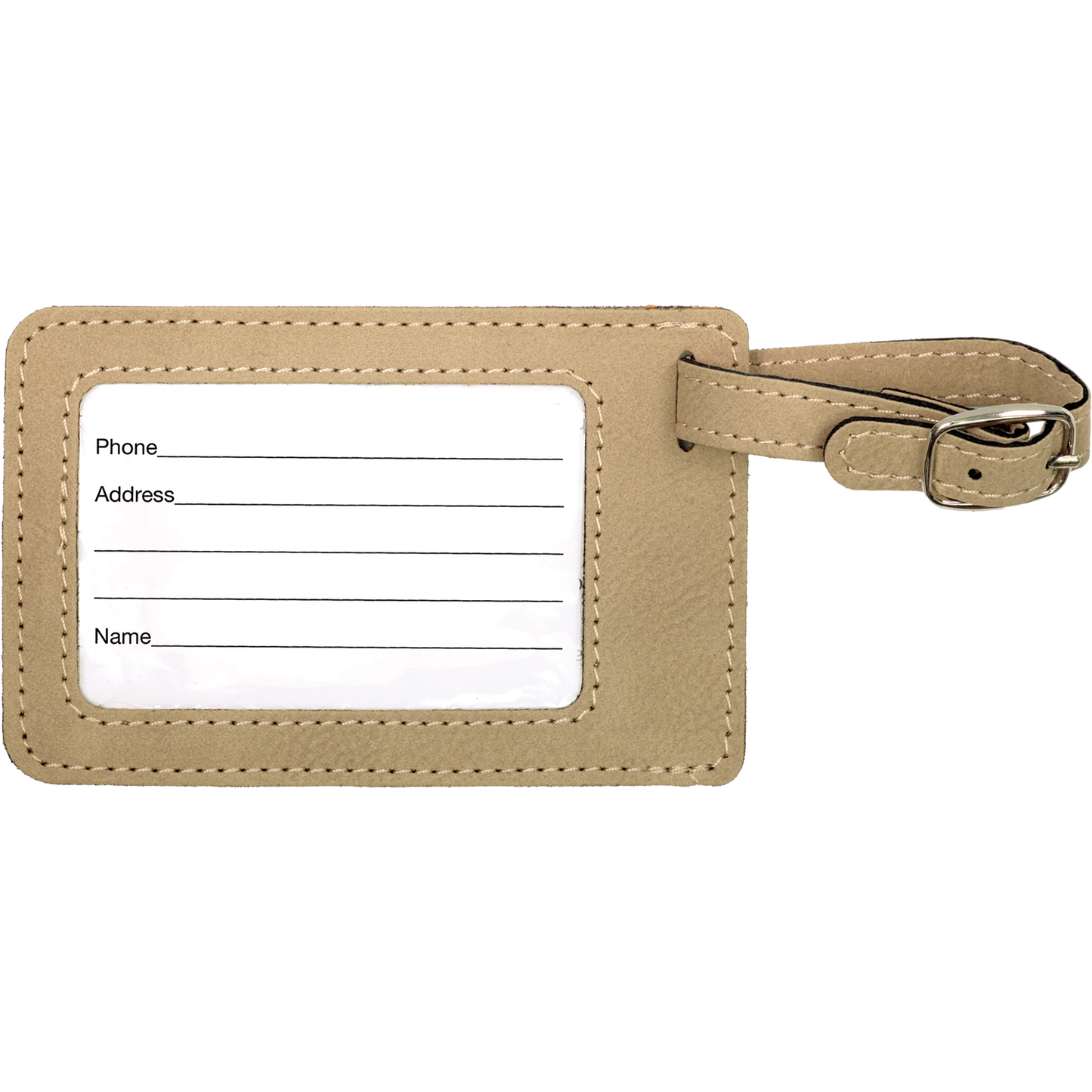4 1/4" x 2 3/4" Custom Engraved Leatherette Luggage Tag