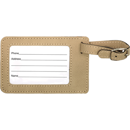 4 1/4" x 2 3/4" Custom Engraved Leatherette Luggage Tag