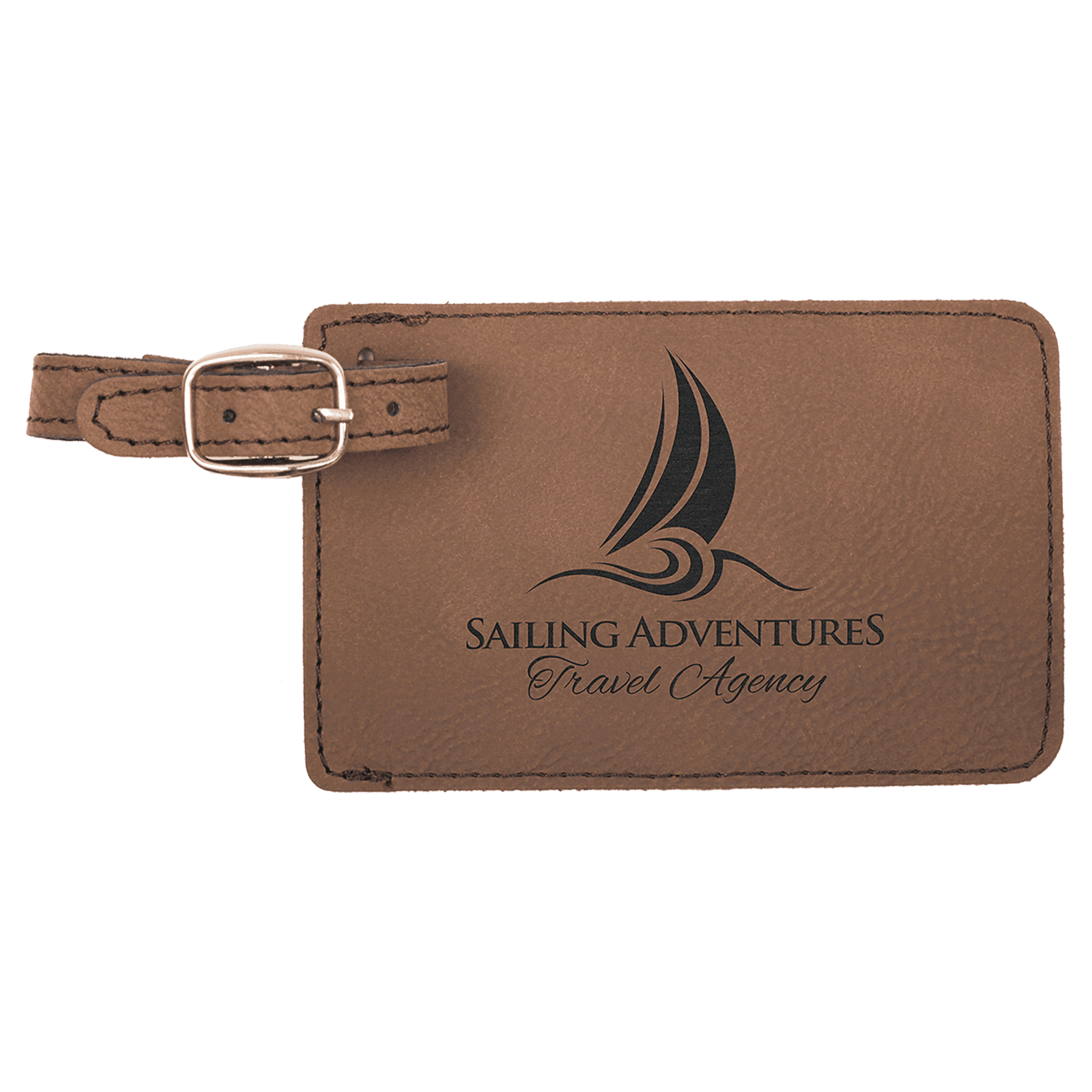 Dark Brown 4 1/4" x 2 3/4" Laserable Leatherette Luggage Tag