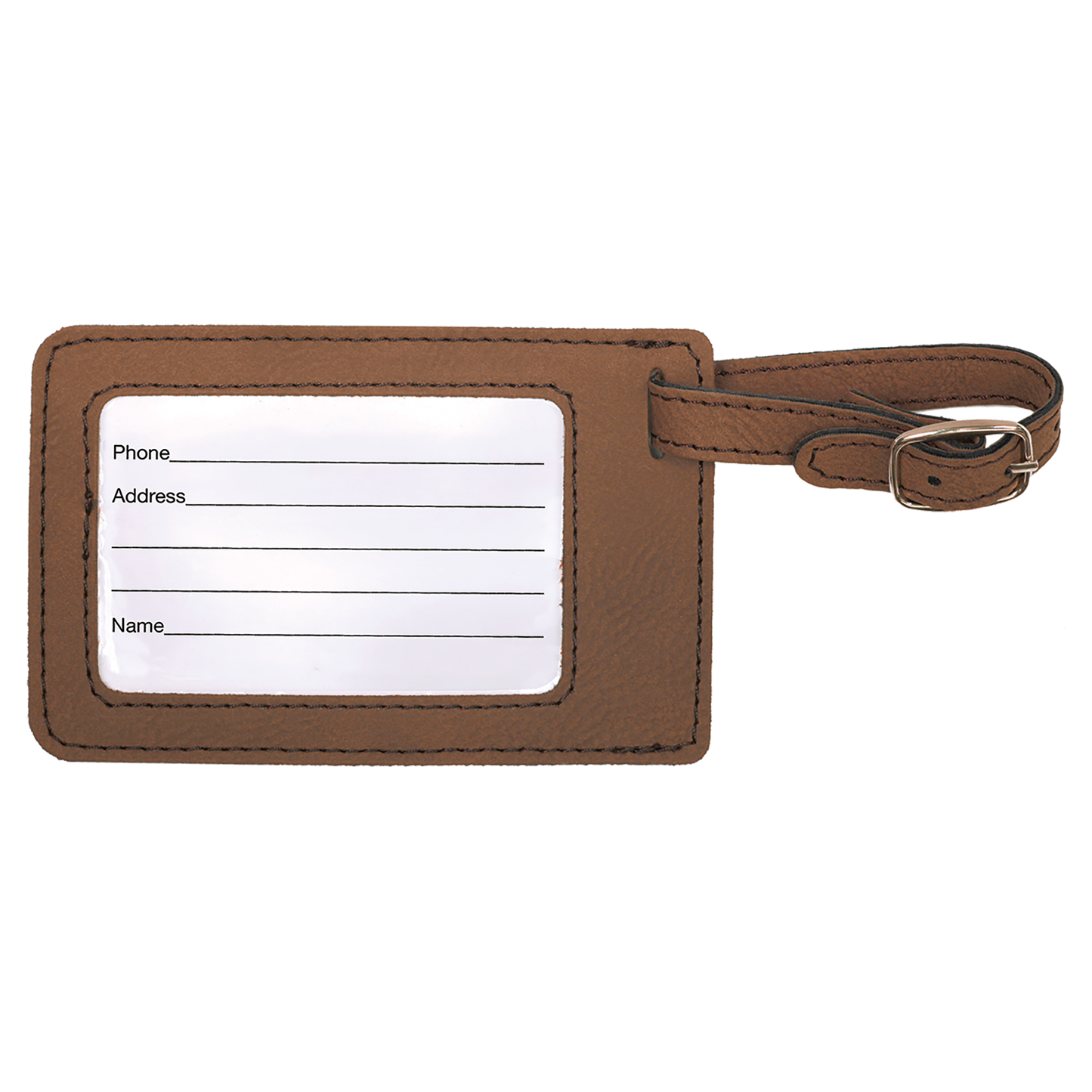 4 1/4" x 2 3/4" Custom Engraved Leatherette Luggage Tag