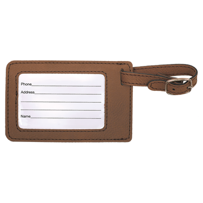 4 1/4" x 2 3/4" Custom Engraved Leatherette Luggage Tag