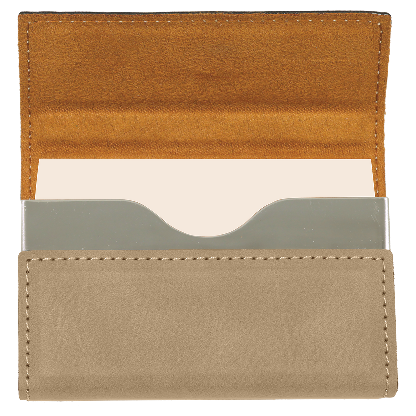 3 3/4" x 2 3/4" Custom Engraved Leatherette Hard Business Card Holder