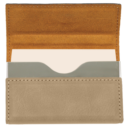 3 3/4" x 2 3/4" Custom Engraved Leatherette Hard Business Card Holder