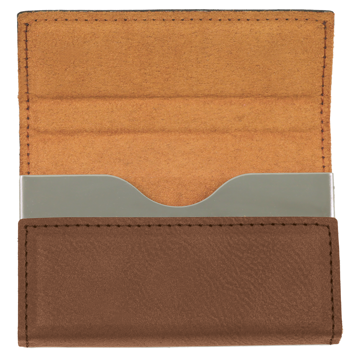 3 3/4" x 2 3/4" Custom Engraved Leatherette Hard Business Card Holder