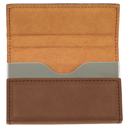 3 3/4" x 2 3/4" Custom Engraved Leatherette Hard Business Card Holder