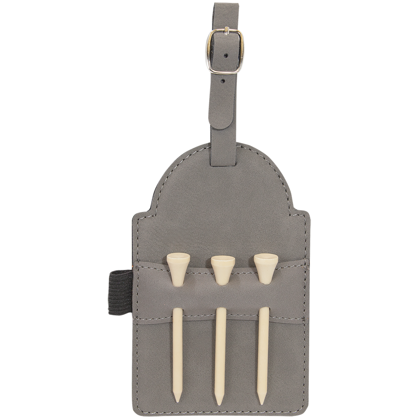 5" x 3 1/4" Custom Engraved Leatherette Golf Bag Tag with 3 Wooden Tees