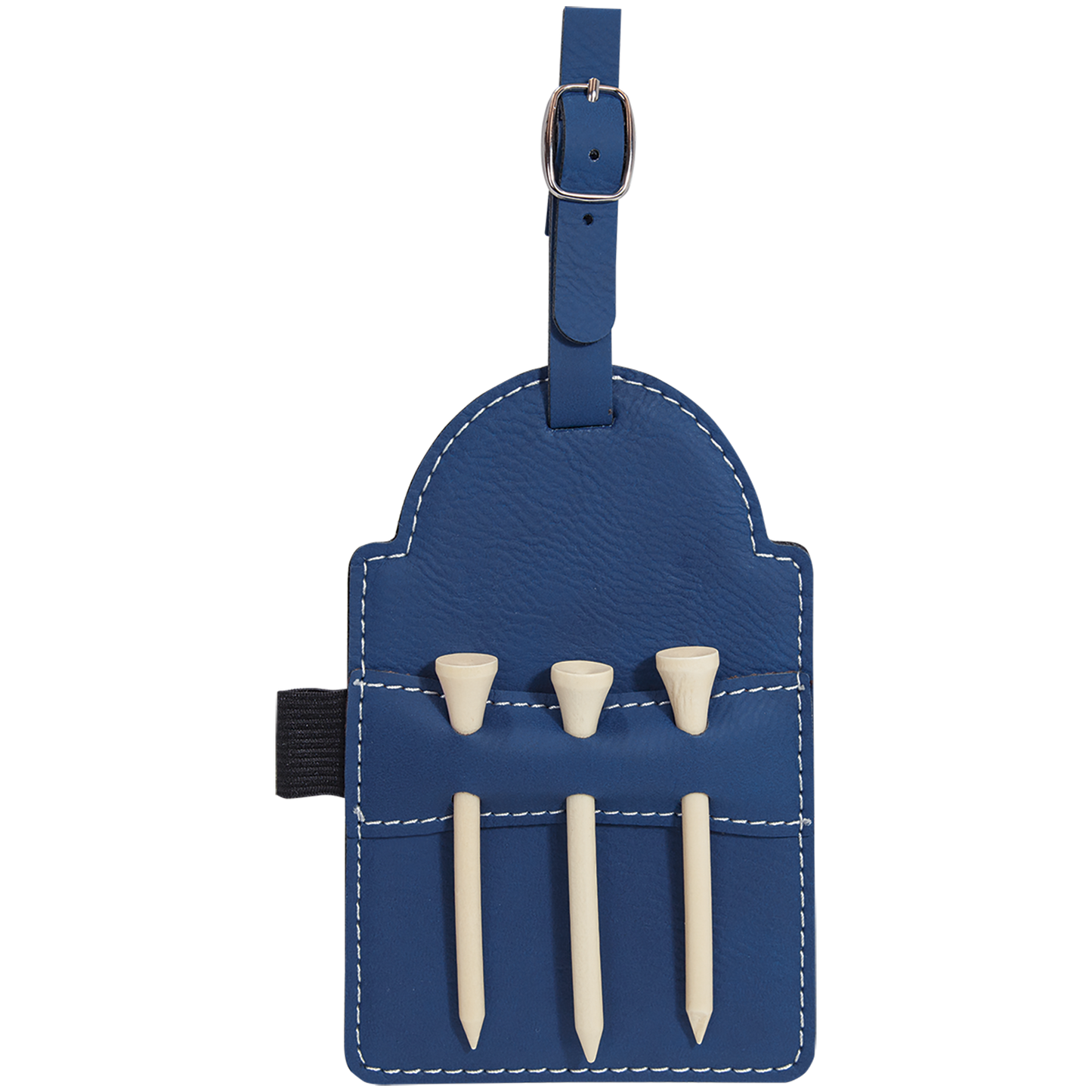 5" x 3 1/4" Custom Engraved Leatherette Golf Bag Tag with 3 Wooden Tees
